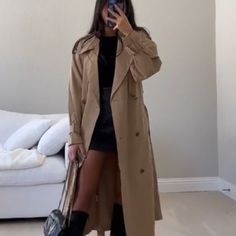 Women Trench Neutral Belted Long Midi Jacket Fits True To Size Model Wears M 5”5” S 4-6 M 8-10 L 12/4 Belted Lightweight Long Coat Style Women, Mini Dress Trench Coat, Light Beige Trench Coat, Jackets And Coats For Women, Fall Trench Coat Outfits Classy, Church Fall Outfits Women, Midi Trench Coat Outfit, Taupe Trench Coat, Classy Jackets For Women