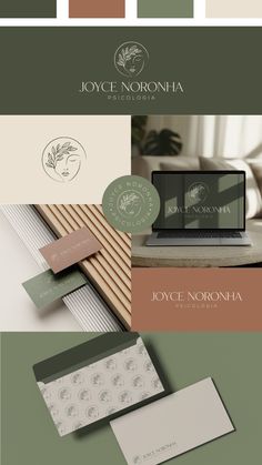 the logo for joyce northa is shown in different colors and shapes, including brown, green