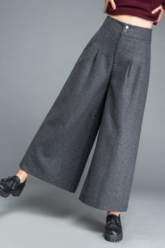 Wide Leg wool palazzo pants High waist skirts pants winter | Etsy Polska Elegant Gray Wide Leg Pants For Fall, Fall Wool Wide Leg Pants, Gray High Waist Winter Pants, Wide Leg Wool Bottoms For Fall, Wool Wide Leg Pants For Winter Workwear, Gray Wide Leg Workwear Pants For Fall, Gray Wide Leg Pants For Fall Workwear, Winter Wool High-waisted Wide Leg Pants, Winter High-waisted Wool Wide Leg Pants