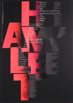 a poster with words written in red and black on it's back cover,