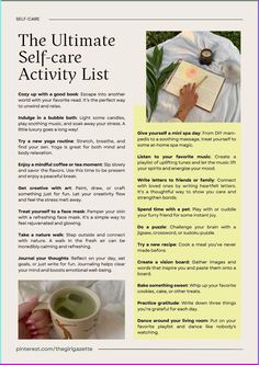 Elevate your self-care routine with our ultimate activity list! 🛁✨ Discover a variety of rejuvenating ideas to pamper yourself, reduce stress, and boost your well-being. From relaxing spa treatments at home to invigorating outdoor activities, find the perfect self-care practices to fit your mood and schedule. Treat yourself to the ultimate relaxation experience! 💆‍♀️💖 #SelfCare #Wellness #Relaxation #PamperYourself Spa Treatments At Home, Spa Routine, Activity List, Keep On Keepin On, Pampering Routine, Mini Spa, Home Spa Treatments