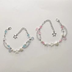 Handmade Sugar High Beaded Charm Bracelets | Cute Dainty Pink Blue Bracelet | Alternative Handcrafted Charm Bracelet, Fairycore - AliExpress 36 Bracelets Cute, Homemade Jewelry, Dainty Bracelets, Bead Charm Bracelet, Beaded Accessories, Bead Jewellery, Blue Bracelet, Charm Bracelets