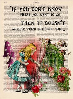 an old book page with alice and the mad hatter