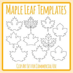 the maple leaf templates are shown in yellow and white, with leaves drawn on them