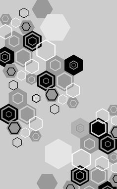 an abstract background with hexagonal shapes and black and white colors on gray paper