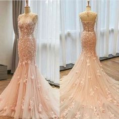 two pictures of the back and side of a wedding dress, with flowers on it