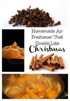 homemade air freshener that smells like christmas with cinnamons and an orange in it