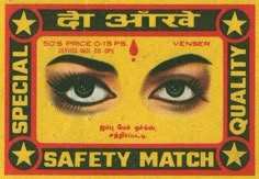 an advertisement for safety match with two women's eyes and one man's face