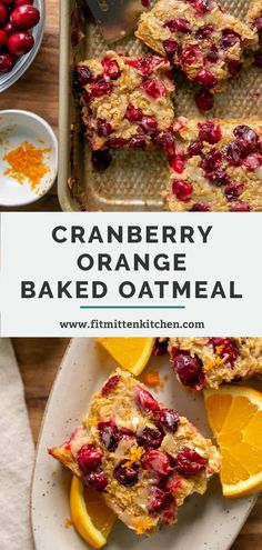 cranberry orange baked oatmeal on a plate