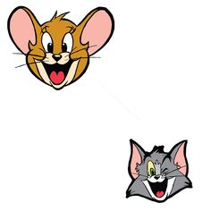 two cartoon mouse heads with one smiling and the other looking like an angry cat head