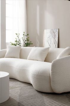 The perfect cloud couch dupe. Round Couch, White Sofa Living Room, Fluffy Sofa, Sofa Beige