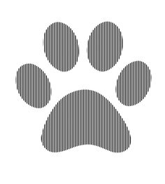 a black and white image of a dog's paw print on a white background