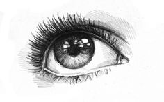 a drawing of an eye with long lashes