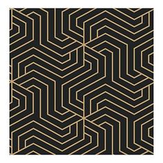 an abstract black and gold pattern with lines in the shape of hexagons