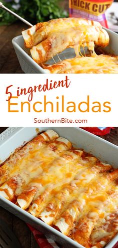 an enchilada casserole with cheese and sauce