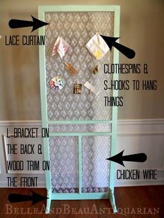 an old door is decorated with stickers and magnets to keep things organized in