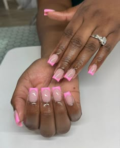 #frenchnails #pinknails #shortnails Short Nails With Pink Tips, Short Square French Tip Acrylic Nails Pink, Shorties Acrylic Nails Square French Tip, Pink Tips Acrylic Nails, Ombre Short Nails Acrylic, Short French Tip Acrylic Nails Pink, Summer Nail Ideas Acrylic Square, Pink Square French Tip Nails, Pink French Tip Nails Acrylics