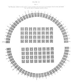 a circle with numbers in it and the words on each side are written in different languages