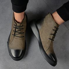 US Clean Canvas Shoes, Casual Ankle Boots, New Mens Fashion, Ankle Shoes, Mens Boots Fashion, Retro Shoes, Mens Clothes, Black Leather Shoes, Leather Shoes Men