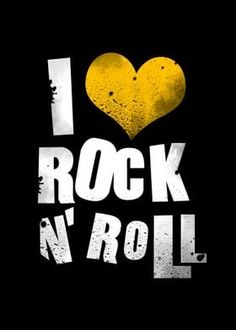 i love rock'n'roll t - shirt with yellow heart on black background