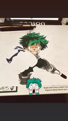 an image of a cartoon character with green hair sitting on top of a paper towel