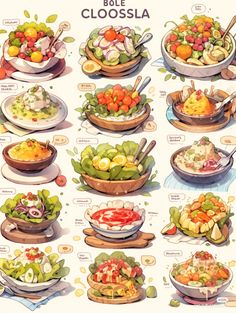 an illustrated guide to different types of salads