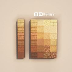 two pieces of wood are arranged in the shape of rectangles on a wall