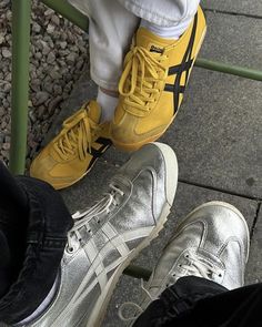 Onitsuka Tigers Outfit, Asics Shoes Outfit Aesthetic, Onitsuka Tiger Mexico 66 Silver, Silver Onitsuka Tiger Outfit, Asics Onitsuka Tiger Outfit, Silver Onitsuka Tiger, Tiger Shoes Outfit, Onitsuka Tiger Aesthetic, Yellow Onitsuka Tiger Outfit