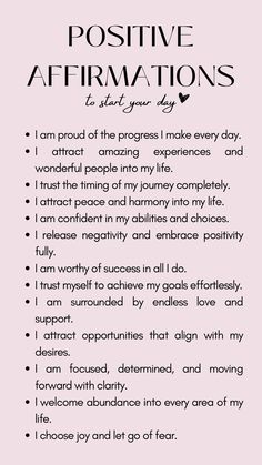 a poster with the words positive affirmations written in black and white on it