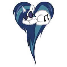 an image of a cartoon character with music notes on his ear and eyes, in the shape of a heart