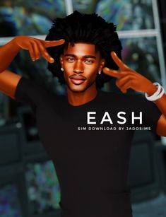 Eash ♡ (Sim Download) is now available on A-lister tier at my patreon https://www.patreon.com/jadosims Sims 4 Black Sims Download, Sims 4 Cc Guys Clothing, Bloxburg Decals Codes Aesthetic, Sims 4 Tsr, Decals Codes, Cc Hair, Bloxburg Decals Codes, Free Sims 4, 4 Characters