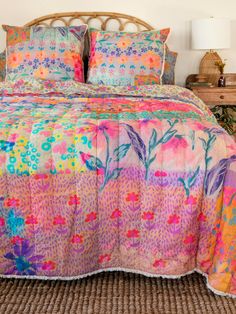 Live Happy Reversible Quilt-view 1 Casa Vintage, Boho Bedding, Reversible Duvet Covers, College Station, Happy Design, Aesthetic Rooms, Room Makeover Bedroom, Cotton Sheet Sets, Live Happy