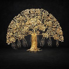 Brass Wall Hanging Showpiece Tree Statue 20.6 Kg - PUSHMYCART Office Showroom, Temple House, Brass Wall Hanging, Tree Statues, Positive Vibrations, Bodhi Tree, Hanging Tree, Home Temple, Gold Tree