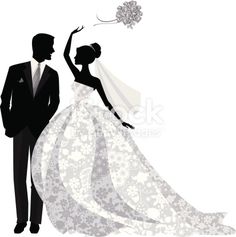 a bride and groom in silhouette on their wedding day stock photo, images and clippings