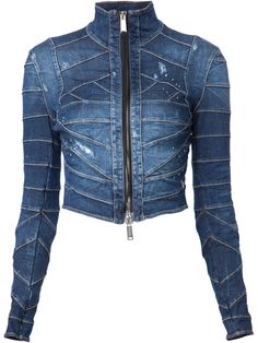 Dsquared2 'Bondage' denim jacket Denim Outfits, Denim Projects, Diy Vetement, Denim Ideas, Denim Wear, Recycle Jeans, Upcycle Jeans, Denim Diy, Outfit Jeans