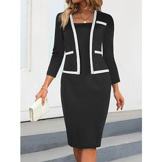 Season:Fall,Spring,Winter; Fabric:Polyester; Sleeve Length:Long Sleeve; Look After Me:Machine wash; Gender:Women's; Style:Mature,Elegant,Fashion; Elasticity:Micro-elastic; Occasion:Office,Daily,Winter Dress; Fit Type:Regular Fit; Dresses Type:Tunic Dress,Semi Formal Dress,Sheath Dress; Pattern:Plain; Design:Patchwork; Neckline:Square Neck; Front page:FF; Listing Date:11/04/2023; Bust:; Length:; Sleeve:; Waist:; Fit US Size:; Fit UK Size:; Fit EU Size:; Dress Length Type:Mini Dress; Print Type:no Dress Semi Formal, Official Dresses, Square Neck Long Sleeve, Dress Office, Work Dresses For Women, Semi Formal Dress, Semi Formal Dresses, Winter Fabric, Winter Dress