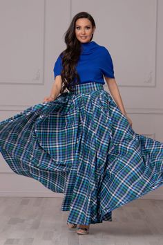 "This extended full circle skirt is made from six meters of pure cotton textile, a versatile maxi design you can wear casually or at a party! One day you may wear it with your All-Stars, and you got a casual summer style. In the evening you can put your high heels on, and you can walk on the red carpet 𝙺 𝙴 𝚈   𝙵 𝙴 𝙰 𝚃 𝚄 𝚁 𝙴 𝚂 - Full Length skirt - Fit & flare - Pleated - Side pockets - Zipper at the back ⚜Fabulous and luxurious designs made to flatter your femininity⚜ ⚜ 𝙿 𝙴 𝚁 𝚂 𝙾 Green Cotton Full Maxi Skirt, Green Cotton Maxi Skirt With Relaxed Fit, Green Cotton Lined Maxi Skirt, Green Cotton Maxi Skirt With Lining, Long Cotton Gathered Skirt, Flowy Cotton Maxi Skirt With Lining, Flowy Cotton Maxi Skirt With Lined Skirt, Cotton Flowy Maxi Skirt With Lined Skirt, Green Long Cotton Dress