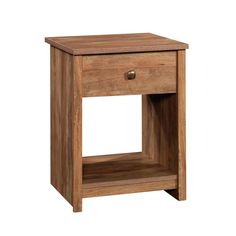 a small wooden table with one drawer open