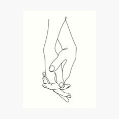 one line drawing of two hands holding each other's hand with the other hand