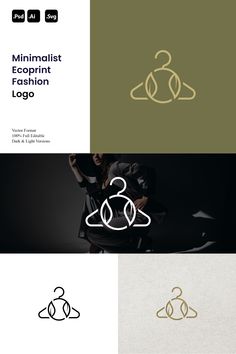 the minimalist logo for fashion brand is shown in three different colors and styles, including black