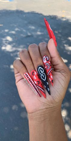 FrenchFakeNails in 2020 Fake nails, Nails, Class ring Red Bandana Nails, Chola Nails Acrylic, Gangsta Nails, Gang Nails, Chola Nails, Gang Nail, Bandana Nails, Dragon Nails, Hippie Nails