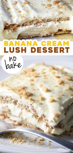 this banana cream lush dessert has no bake and is made with only 3 ingredients