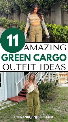 Wondering what to wear with green cargo pants? This post shows you 11 amazing green cargo pants outfit ideas for summer, spring, fall, and winter. These include olive green cargo pants outfits, army green cargo pants outfits, street style green cargo pants outfits, dark green cargo pants, baggy green cargo pants, light green cargo pants, and more. Trendy Cargo Pants Outfit, Light Green Cargo Pants, Baggy Green Cargo Pants