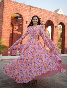 "Premium Readymade Designer Gown-Dupatta Collections* 💃🏼 🥰 *Faux Georgette with unique Flower Print and pure fabric Georgette gown are suitable for Any occasions as well as for casual-wear also it is a great fabric especially for gown Lovers*💗 *#Gownlove*💕                    *Code:- KA-1012*  Gown:- 👉🏻 *Fabrics & Work :-* Faux Georgette With Rich Flower Digital Print work 👉🏻 *Size :-* *S(36\"),M(38\"),L(40\"),XL(42\"),XXL(44\")* 👉🏻 *Sleeves :-* Full sleeves 👉🏻 *Length :-* 56 Inch 👉🏻 *Flair :-* 8 Meter 👉🏻 *Lining(Inner) :-* Crepe silk (full upto bottom)   👉🏻 *Dupatta:- 👉🏻 *Dupatta Fabric :-* Georgette with Flower rich digital Print 👉🏻 *Dupatta Length :-* 2.25 Meter 👉🏻 *Belt* : Fancy Belt  👉🏻 *Package Contains:-* Gown, Dupatta, Belt 👉🏻 *Weight : 0.800 kg*" Anarkali Style Floral Print Sharara For Party, Party Floral Anarkali Set, Party Anarkali Set With Floral Print, Floral Print Party Anarkali Set, Party Semi-stitched Floral Print Sets, Unstitched Floral Print Sharara For Party, Spring Designer Maxi Dress, Floral Print Semi-stitched Floor-length Sharara, Designer Spring Maxi Dress