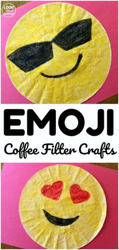 paper plate emoji coffee filter crafts with the words emoji on it