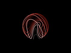 a red and white swirl on a black background