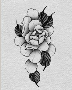 a black and white flower tattoo design