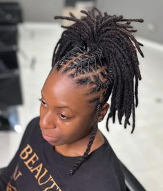 Fun Dreadlocks Ponytail and Side Twist Short Dreadlocks Styles, Natural Dreadlocks, Locs Styles, Faux Locs Hairstyles