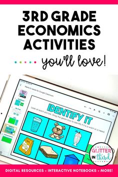 an ipad with the text 3rd grade economic activities you'll love