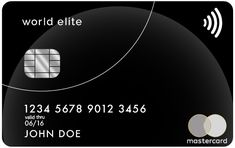 a black credit card with the word world elite on it